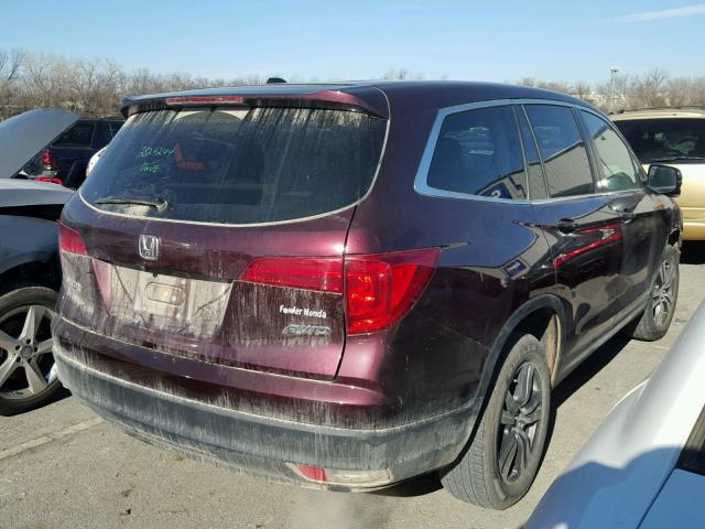 5FNYF6H39GB103514 - 2016 HONDA PILOT EX BURGUNDY photo 4