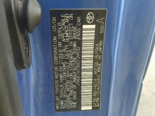 JTKDE167360129932 - 2006 TOYOTA SCION TC 蓝色 照片 10