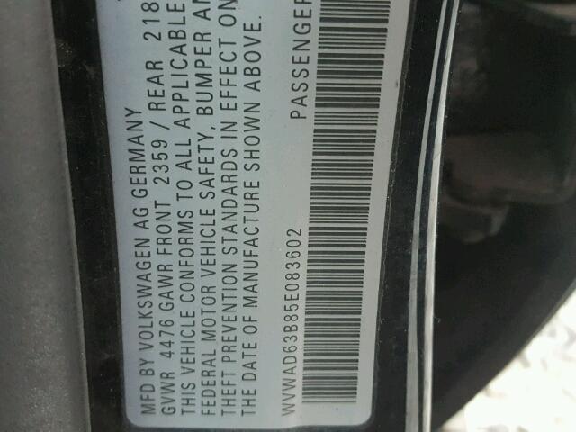 WVWAD63B85E083602 - 2005 VOLKSWAGEN PASSAT GLS BLACK photo 10