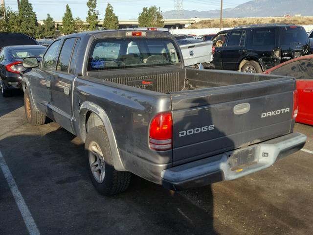 1D7HL38K74S654124 - 2004 DODGE DAKOTA QUA GRAY photo 3