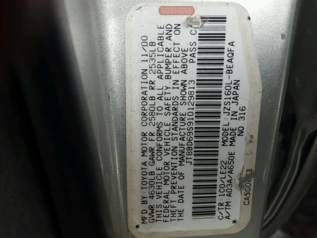 JT8BD69S910129813 - 2001 LEXUS GS 300 SILVER photo 10