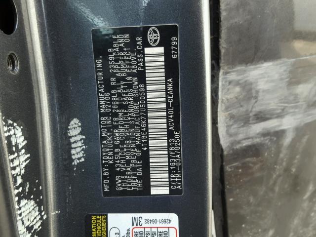 4T1BE46K77U500598 - 2007 TOYOTA CAMRY NEW CHARCOAL photo 10