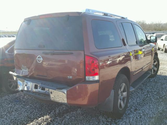 5N1AA08A24N713906 - 2004 NISSAN ARMADA SE BURGUNDY photo 4