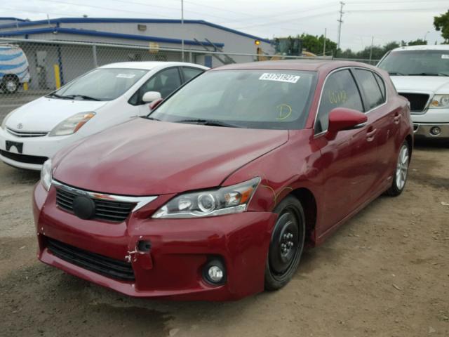 JTHKD5BH0C2094644 - 2012 LEXUS CT 200 RED photo 2