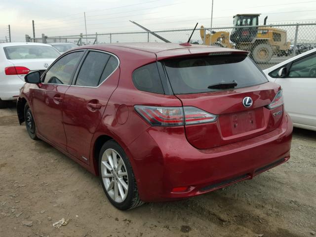 JTHKD5BH0C2094644 - 2012 LEXUS CT 200 RED photo 3