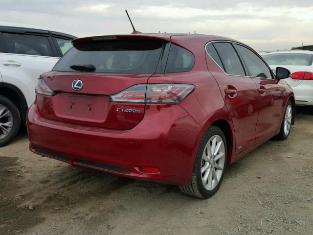 JTHKD5BH0C2094644 - 2012 LEXUS CT 200 RED photo 4