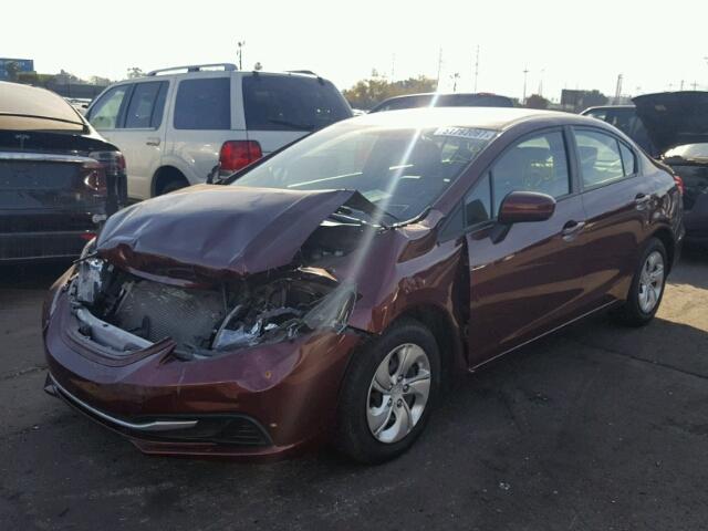 19XFB2F57EE255164 - 2014 HONDA CIVIC LX BURGUNDY photo 2