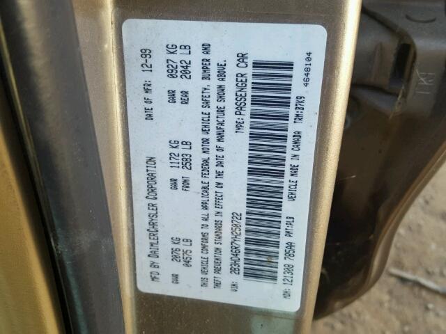 2B3HD46R7YH250722 - 2000 DODGE INTREPID GOLD photo 10