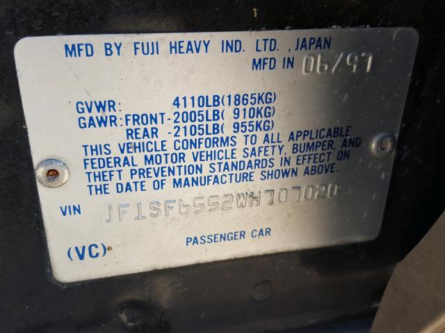 JF1SF6552WH707020 - 1998 SUBARU FORESTER S BLACK photo 10