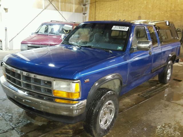 1B7GG23X1SS277424 - 1995 DODGE DAKOTA BLUE photo 2