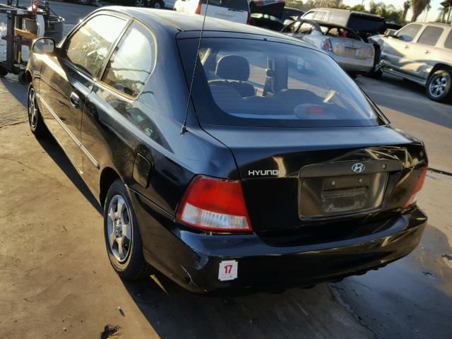 KMHCF35GX2U189539 - 2002 HYUNDAI ACCENT L BLACK photo 3