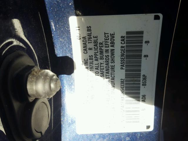 2HGFA1F8XBH543382 - 2011 HONDA CIVIC EX 蓝色 照片 10