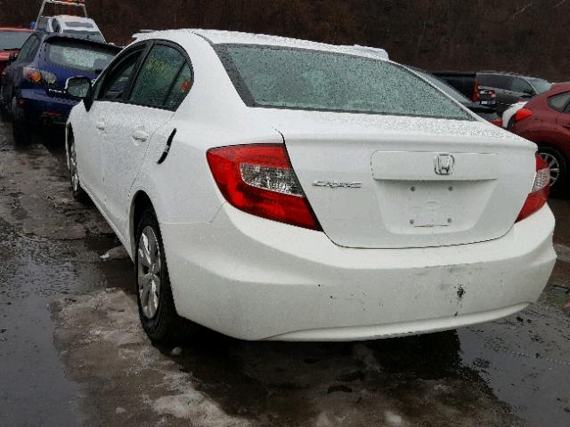 19XFB2F50CE365471 - 2012 HONDA CIVIC LX WHITE photo 3