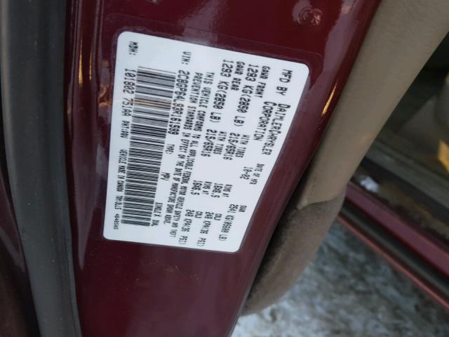 2C8GP64L93R161599 - 2003 CHRYSLER TOWN & COU MAROON photo 10