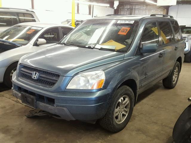 2HKYF18715H564114 - 2005 HONDA PILOT EXL BLUE photo 2