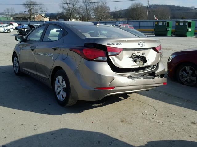 5NPDH4AE7GH782788 - 2016 HYUNDAI ELANTRA SE TAN photo 3