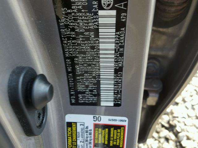 2T1BPRHE6FC370943 - 2015 TOYOTA COROLLA EC 棕色 照片 10