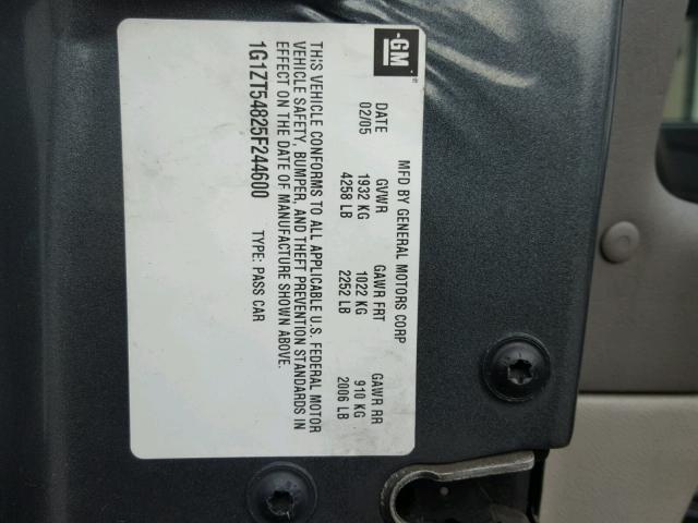 1G1ZT54825F244600 - 2005 CHEVROLET MALIBU LS ნაცრისფერი ფოტო 10