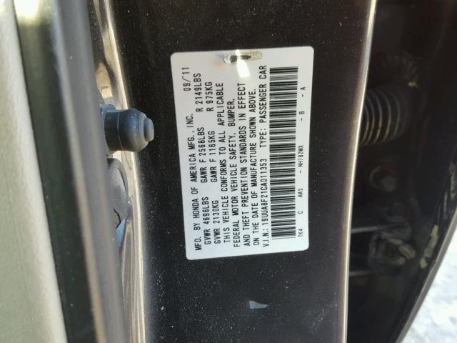 19UUA8F21CA011353 - 2012 ACURA TL GRAY photo 10