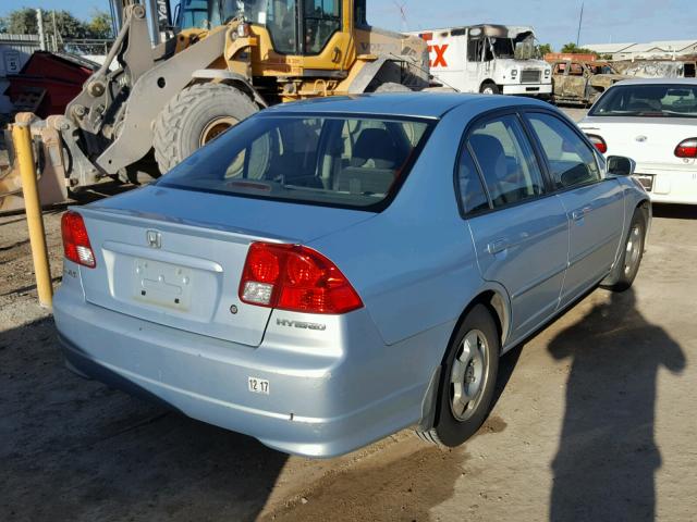 JHMES96665S010915 - 2005 HONDA CIVIC HYBR BLUE photo 4