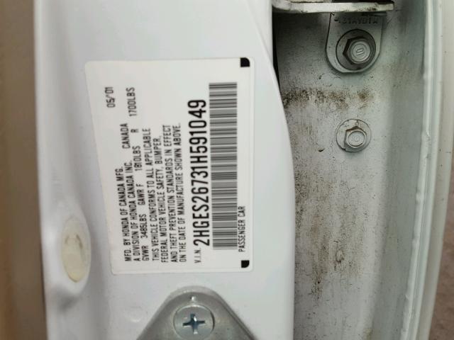 2HGES26731H591049 - 2001 HONDA CIVIC EX 白色 照片 10