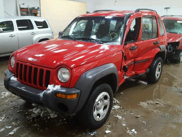 1J4GL48K42W133616 - 2002 JEEP LIBERTY SP RED photo 2