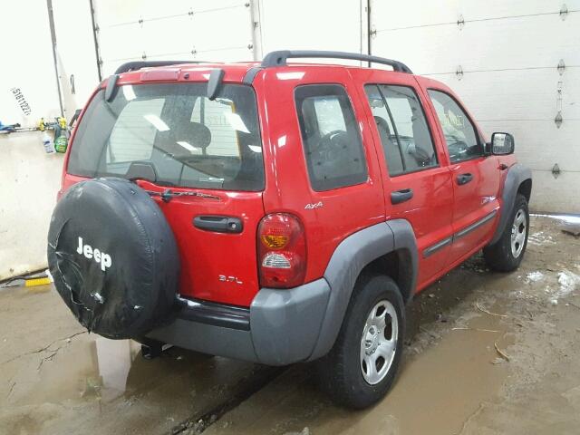 1J4GL48K42W133616 - 2002 JEEP LIBERTY SP RED photo 4