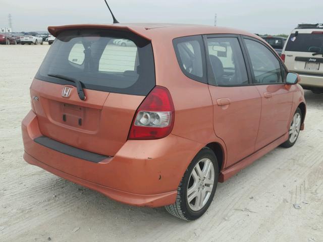 JHMGD38687S004890 - 2007 HONDA FIT S ORANGE photo 4