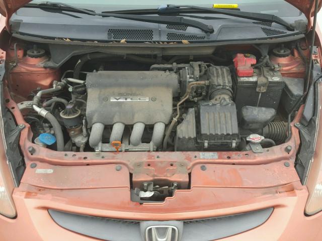 JHMGD38687S004890 - 2007 HONDA FIT S ORANGE photo 7