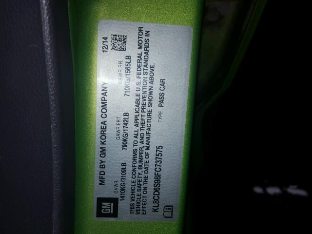 KL8CD6S98FC737575 - 2015 CHEVROLET SPARK 1LT Зеленый фото 10