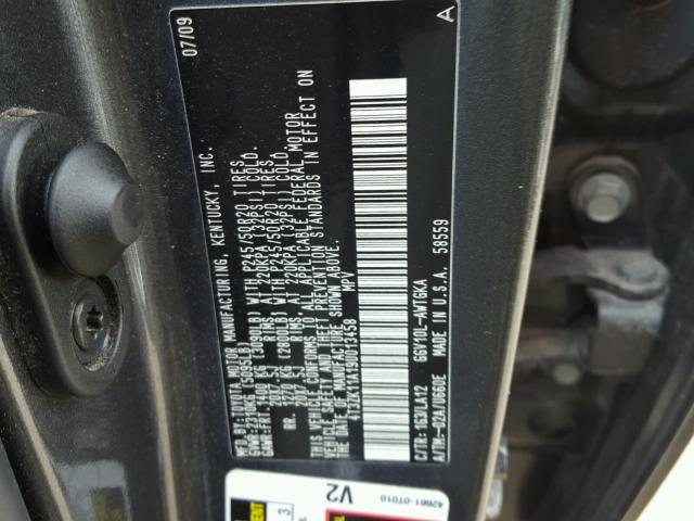 4T3ZK11A19U013458 - 2009 TOYOTA VENZA BASE CHARCOAL photo 10