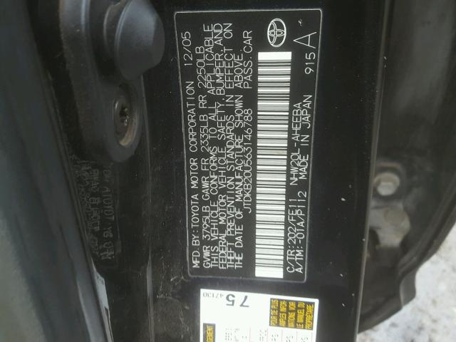 JTDKB20U563146788 - 2006 TOYOTA PRIUS BLACK photo 10