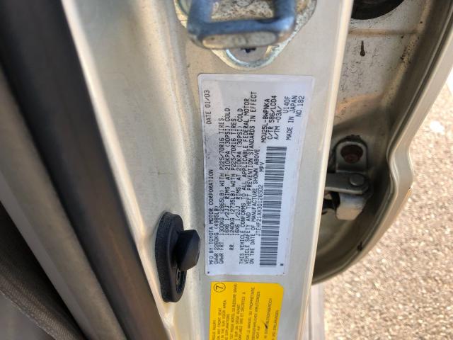 JTEHF21AX30126502 - 2003 TOYOTA HIGHLANDER GOLD photo 10