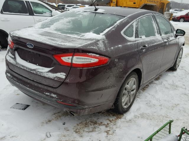 3FA6P0HR6DR220117 - 2013 FORD FUSION SE BURGUNDY photo 4