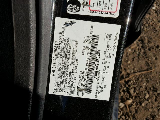 3LNHL2GC2CR833384 - 2012 LINCOLN MKZ BLACK photo 10