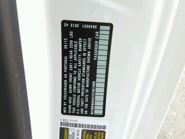WVWBW8AH1EV001999 - 2014 VOLKSWAGEN EOS KOMFOR 白色 照片 10