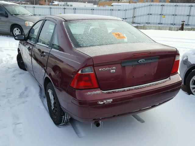 1FAHP34N77W297240 - 2007 FORD FOCUS ZX4 BURGUNDY photo 3