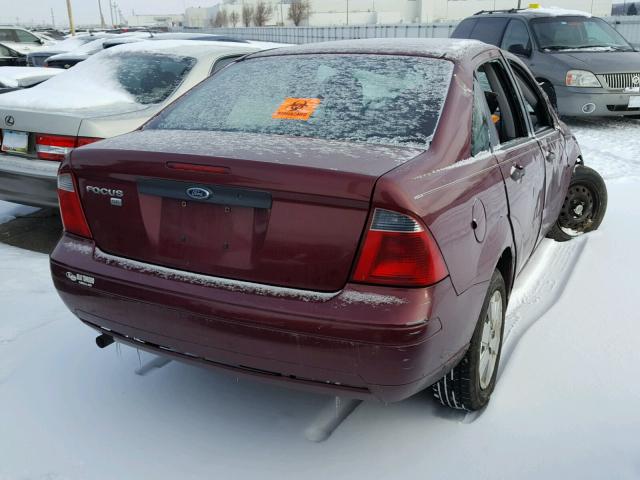 1FAHP34N77W297240 - 2007 FORD FOCUS ZX4 BURGUNDY photo 4