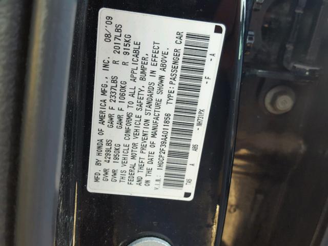 1HGCP2F39AA011856 - 2010 HONDA ACCORD LX BLACK photo 10