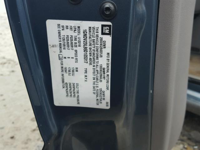 1GNDV23L86D105317 - 2006 CHEVROLET UPLANDER L 蓝色 照片 10