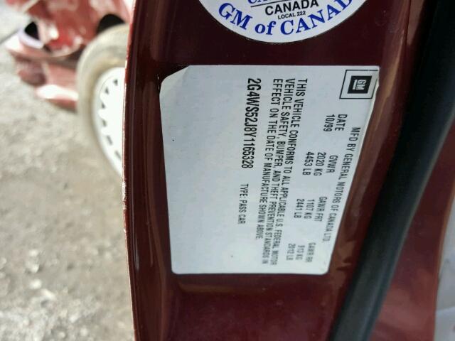 2G4WS52J8Y1165328 - 2000 BUICK CENTURY CU BURGUNDY photo 10