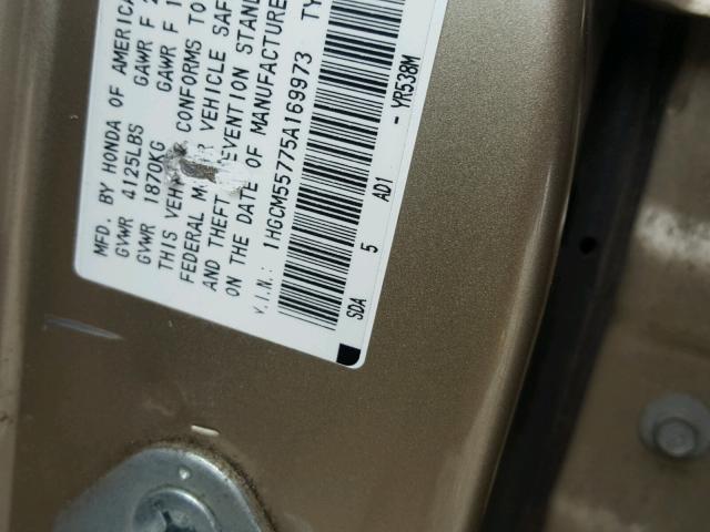 1HGCM55775A169973 - 2005 HONDA ACCORD EX GOLD photo 10