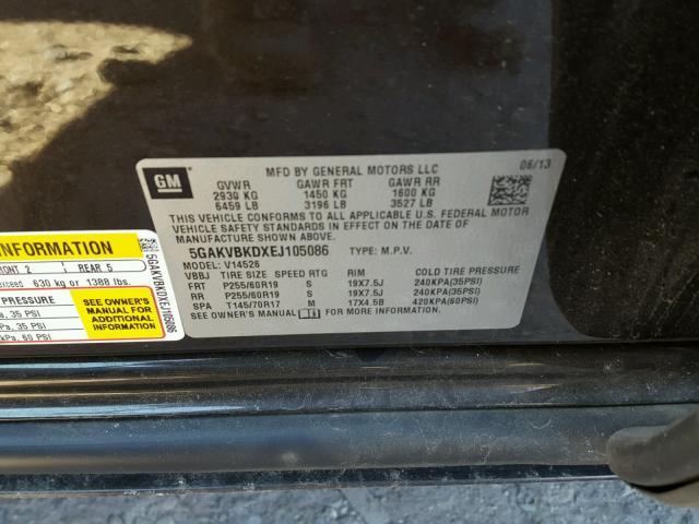 5GAKVBKDXEJ105086 - 2014 BUICK ENCLAVE ყავისფერი ფოტო 10