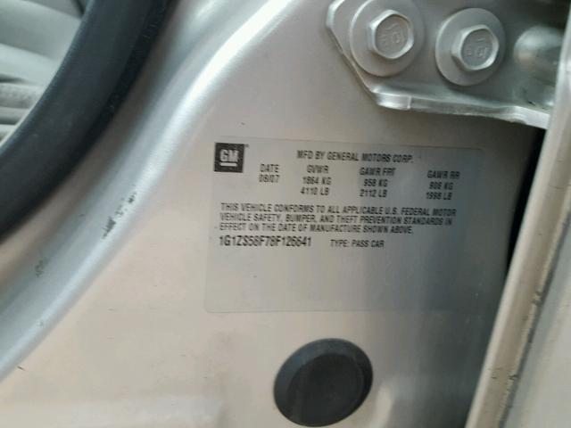 1G1ZS58F78F126641 - 2008 CHEVROLET MALIBU LS SILVER photo 10