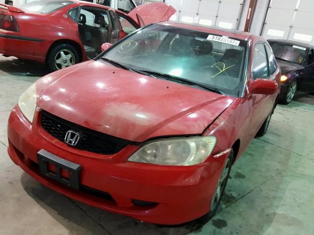 1HGEM22945L077382 - 2005 HONDA CIVIC EX RED photo 2