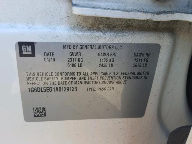 1G6DL5EG1A0129123 - 2010 CADILLAC CTS PERFOR Biały zdjęcie 10