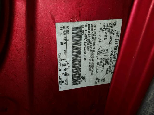 1FMPU16W03LB11196 - 2003 FORD EXPEDITION RED photo 10