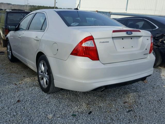 3FAHP0HG3CR292012 - 2012 FORD FUSION SE WHITE photo 3