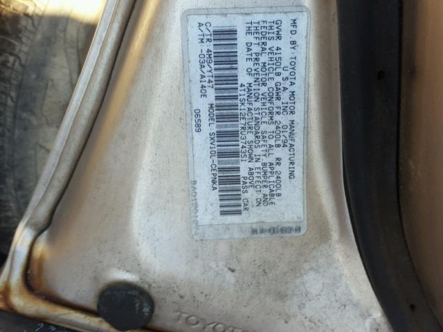 4T1SK12E7RU374351 - 1994 TOYOTA CAMRY LE GOLD photo 10