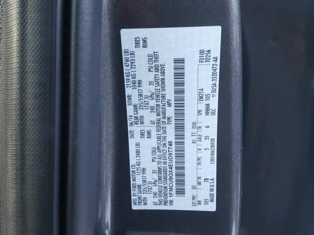 1FMCU9GX4EUD97748 - 2014 FORD ESCAPE SE GRAY photo 10